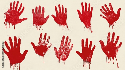 Free vector set of different blood handprint 