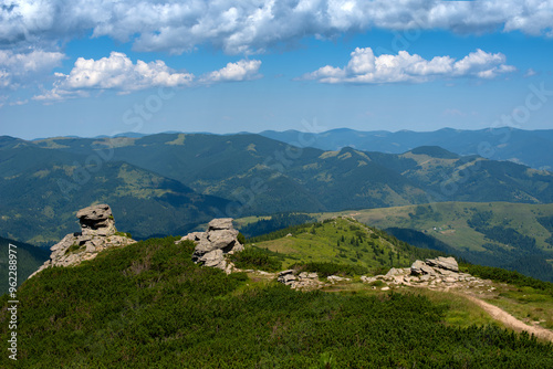 the Carpathian National Park, Chornohirskyi ridge, Mount Vukhaty Kamin impres...