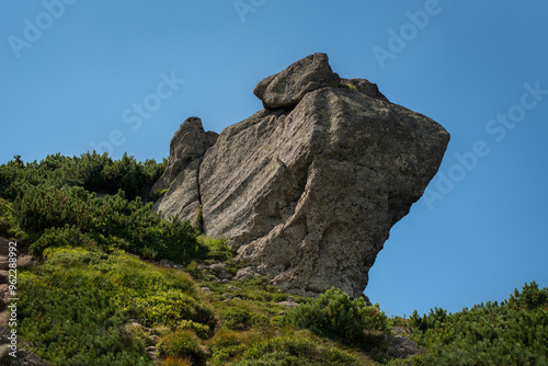 Rocks in the Carpathians, Chornohirsky ridge, rocky ledge eared stone near Sm...