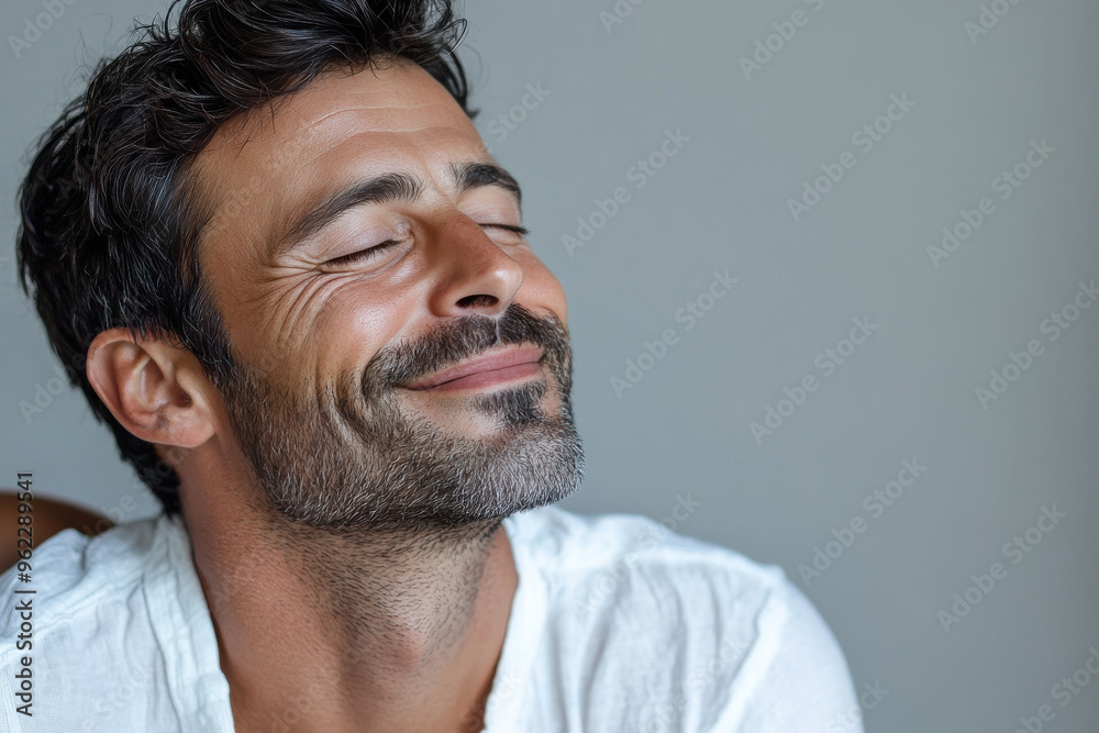 Obraz premium a close up of a smiling man's face