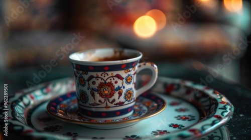 Close up photo of fortune telling by a turkÄ±sh coffee cup  photo