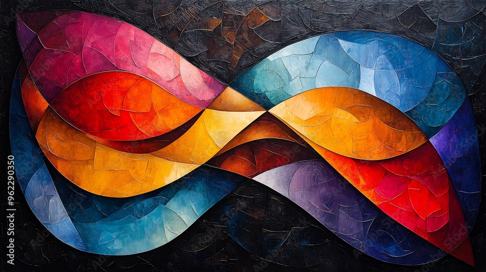 Fototapeta premium Dynamic abstract lines curves in bold colors creating a sense of motion