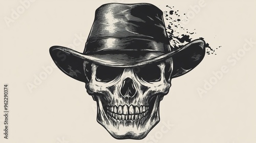 Free vector vintage monochrome gangster skull in hat