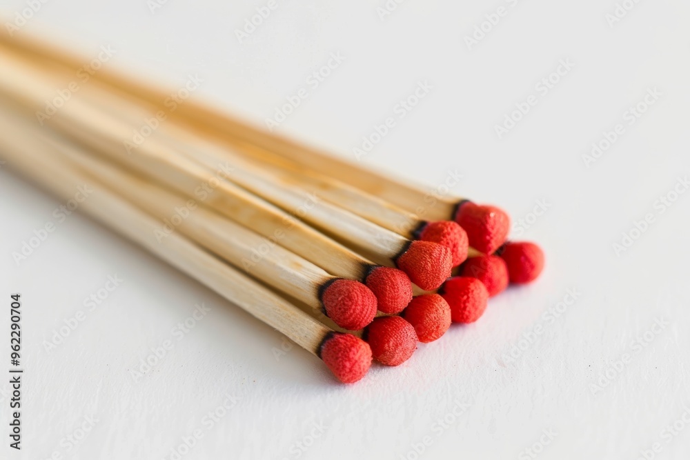 Set of several stacked matches, white background Set of several stacked matches, white background