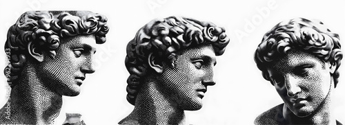 Abstract Greek Statues with Pointillist Halftone Stipple Effect