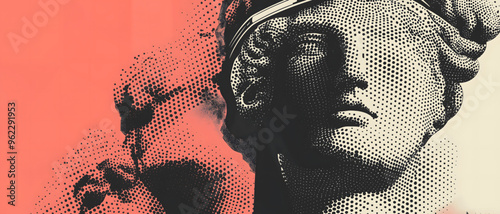 Abstract Greek Statues with Pointillist Halftone Stipple Effect