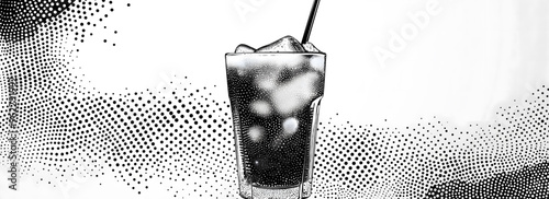 Abstract Iced Coffee with Pointillist Halftone Stipple Effect