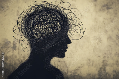 Human Head Silhouette Psycho Therapy Concept photo