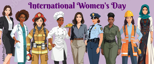 International Women's Day. Women job professions. Female workers.
