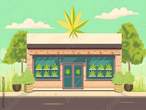 Obraz na płótnie marijuana store vector illustration w salonie