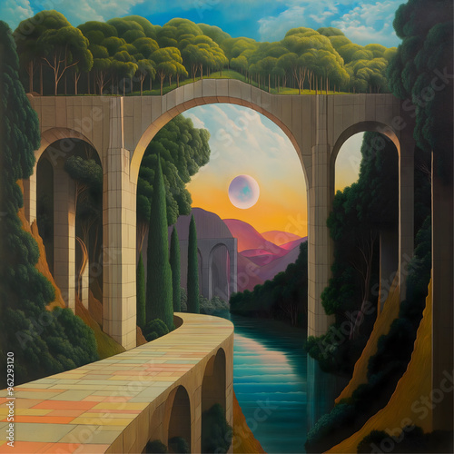 Abstract bridge vextor illustration photo