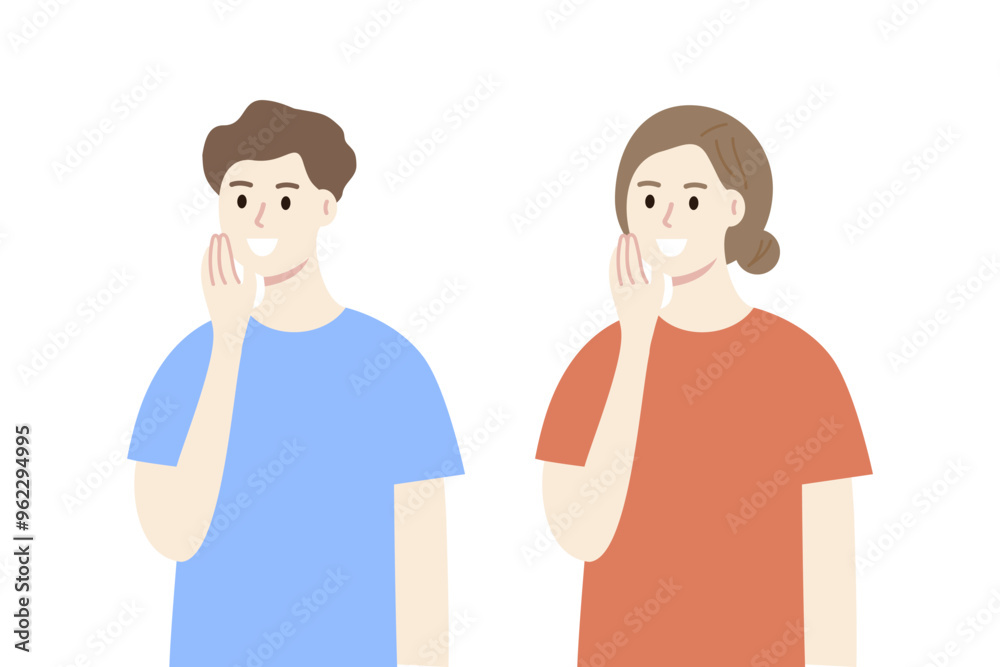 Happy man and woman with perfect smooth clean facial skin. Beauty, cosmetic, skincare, treatment, lifestyle, cleansing, hygiene concepts. Flat people character vector illustration. Happy man and woman with perfect smooth clean facial skin. Beauty, cosmetic, skincare, treatment, lifestyle, cleansing, hygiene concepts. Flat people character vector illustration.