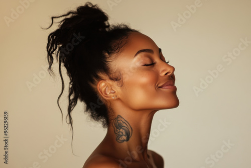 a close up of a black woman's face