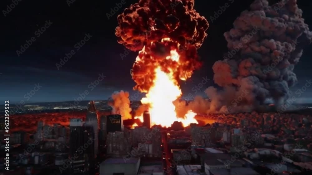 Huge nuclear bomb explosion with a mushroom cloud, Nuclear bomb is exploding violently smoke exploded into a mushroom cloud. Huge nuclear bomb explosion with a mushroom cloud, Nuclear bomb is exploding violently smoke exploded into a mushroom cloud.