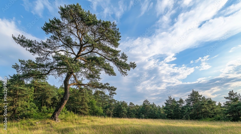 Serene Landscape with Pine Tree Serene Landscape with Pine Tree
