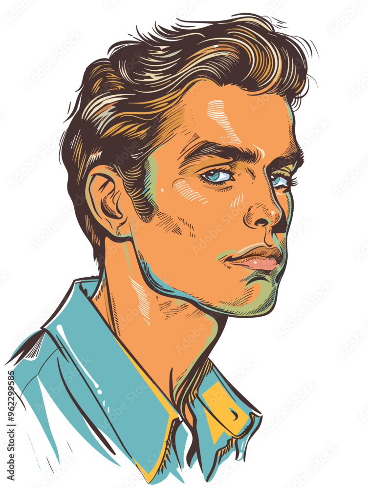 Portrait of a handsome man. Vector illustration in pop art style. Portrait of a handsome man. Vector illustration in pop art style.