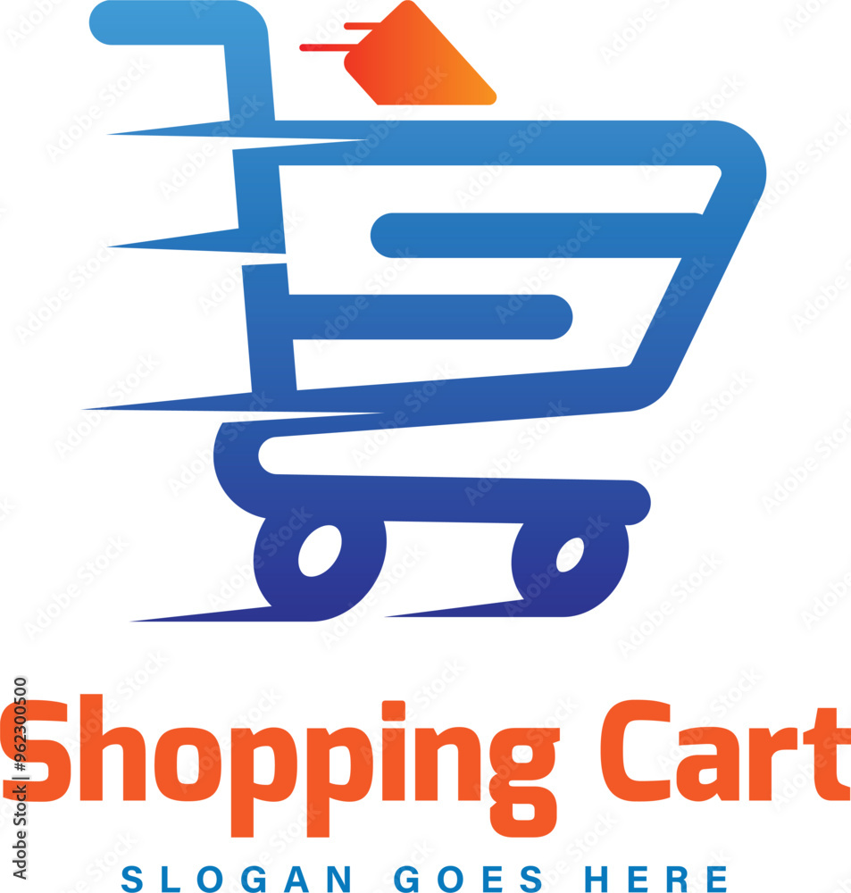 Shopping cart logo design fast vector illustration Shopping cart logo design fast vector illustration