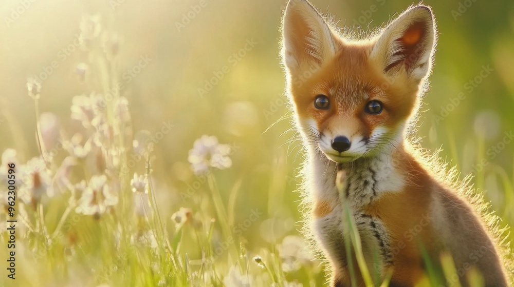 Obraz premium Adorable Young Fox in Meadow