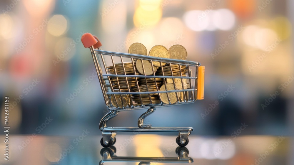 Shopping Cart Filled with Coins Shopping Cart Filled with Coins