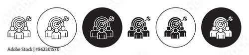 Target audience vector icon set black filled and outlined style. photo