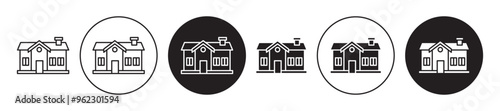 Home vector icon set black filled and outlined style.