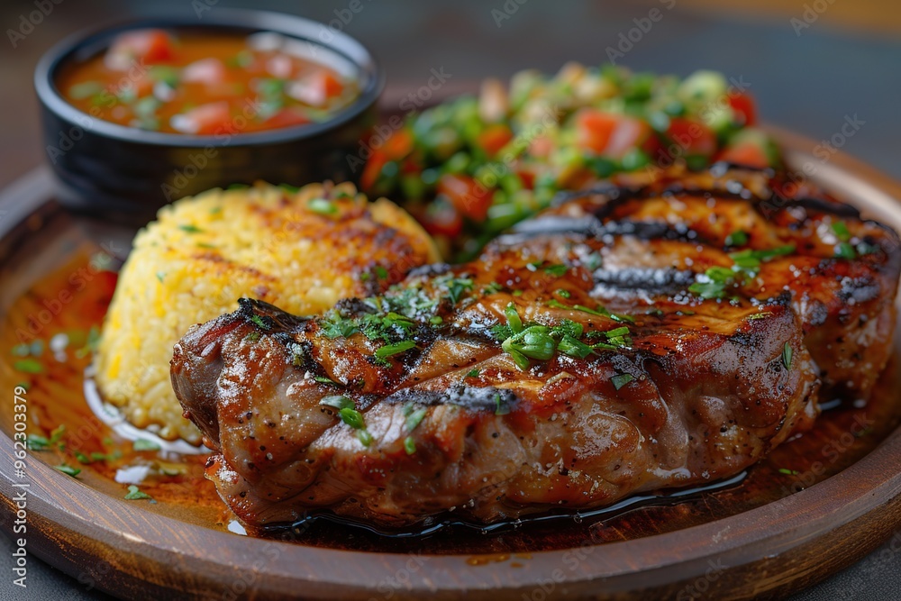 Delicious Grilled Steak with Side Dishes Delicious Grilled Steak with Side Dishes