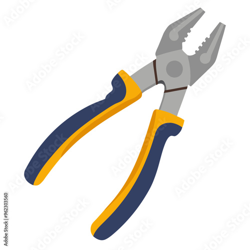 Illustration of pliers with yellow and black handles on a white background