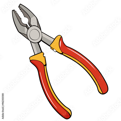 Illustration of pliers with red and yellow handles