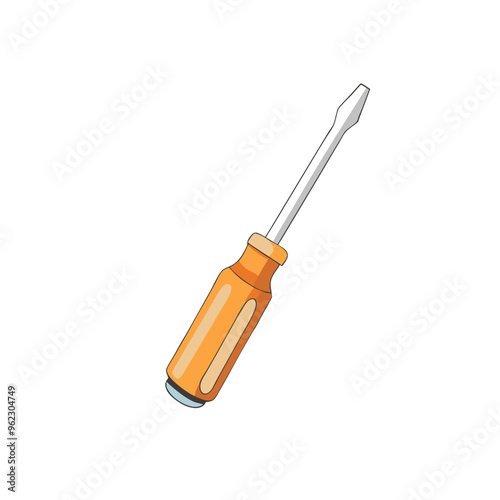 Flat-head screwdriver with an orange handle.