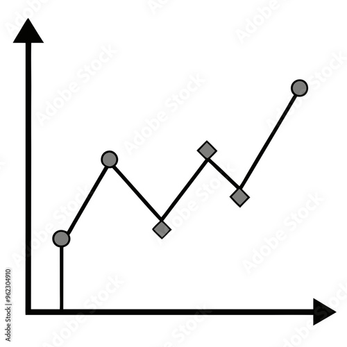 Line graph with fluctuating data points marked by circles and diamonds, with axes on a white background