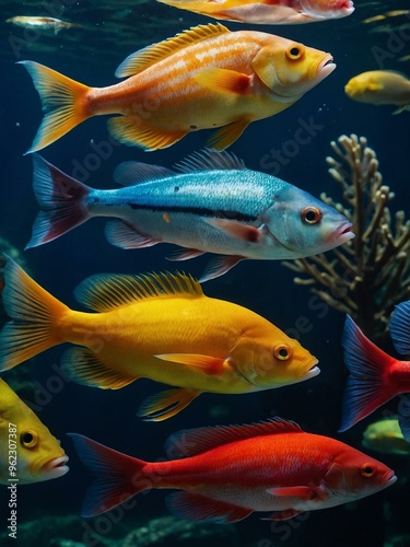 Art print of colorful fish.