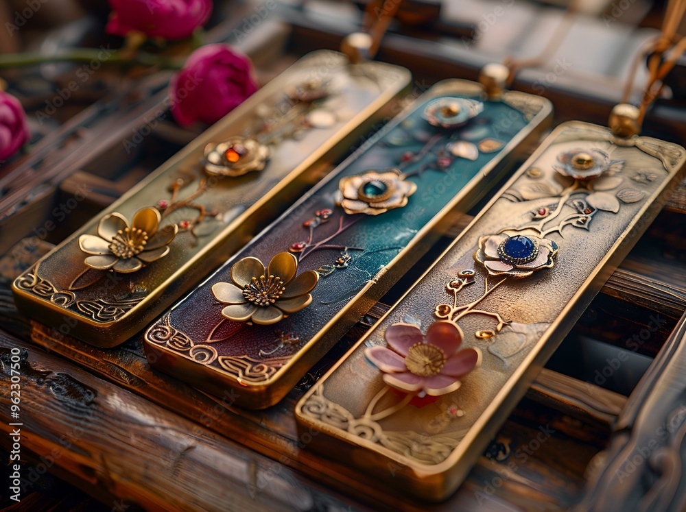 a group of rectangular objects with flowers. a group of rectangular objects with flowers.