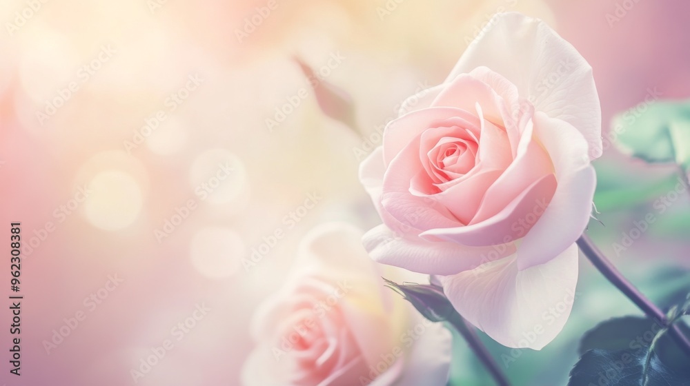 Soft Pink Roses in Bloom