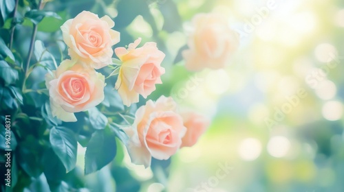 Soft Pink Roses in Bloom