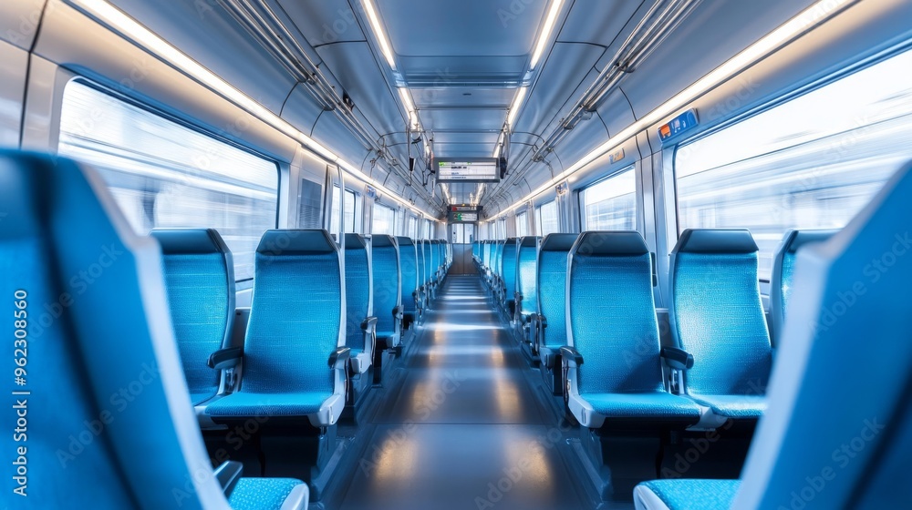 Obraz premium Empty interior of electric train cabin 
