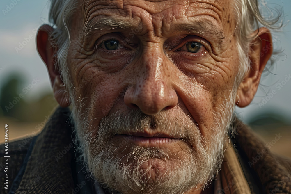 an old man looks at the camera an old man looks at the camera