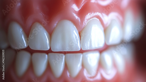 Close-up of healthy human teeth showing bright whiteness, even alignment, and excellent dental hygiene in natural light