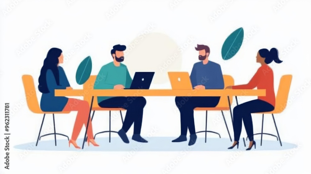 Co-working environment with diverse teams brainstorming around a large communal table, fostering teamwork and creativity Co-working environment with diverse teams brainstorming around a large communal table, fostering teamwork and creativity