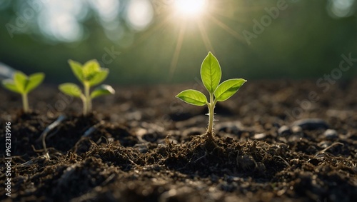 Capturing the spirit of exploration, a close-up of a young green sprout reaching toward the sun.