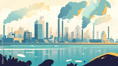 Industrial Landscape with Smokestacks