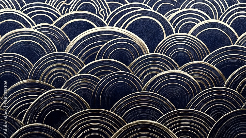 Abstract Pattern of Overlapping Golden and Blue Arcs Abstract Pattern of Overlapping Golden and Blue Arcs