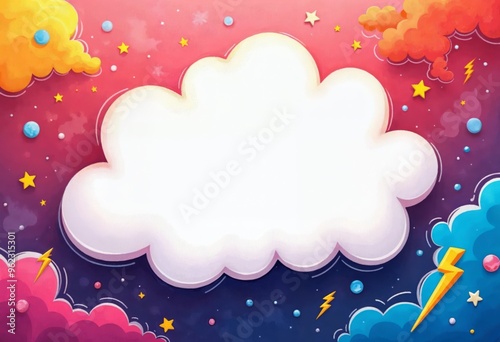 Colorful Cloud Background with Stars and Decorative Elements for Creative Projects photo