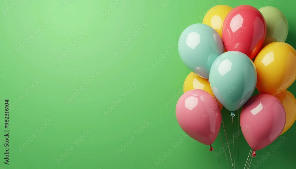 Balões coloridos. Feliz aniversário. Balões coloridos com purpurina. Festa de aniversário. Comemorar aniversário. Bexigas coloridas. Balões coloridos fundo verde Balões coloridos. Feliz aniversário. Balões coloridos com purpurina. Festa de aniversário. Comemorar aniversário. Bexigas coloridas. Balões coloridos fundo verde