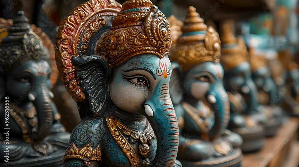 Close up of Colorful Ganesha Statue in India Close up of Colorful Ganesha Statue in India