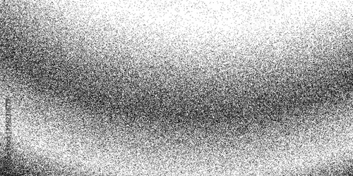 Noise dot grain background with gradient ripple wave, vector grunge texture. Abstract grain noise background with black grainy monochrome halftone fade of wavy sand or dust particle circular ripples