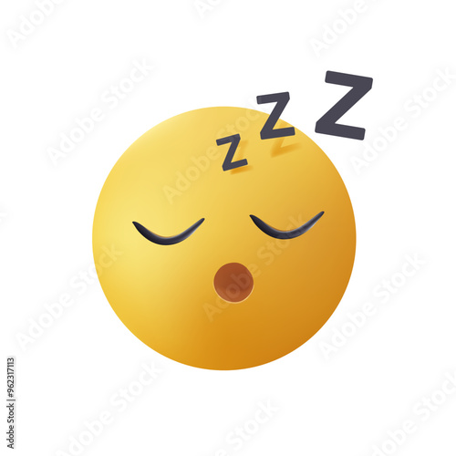 Sleep emoji in 3D style. Sleeping emoji face, dreaming emoji. Snoring emoticon face icon in messengar style. Take a nap