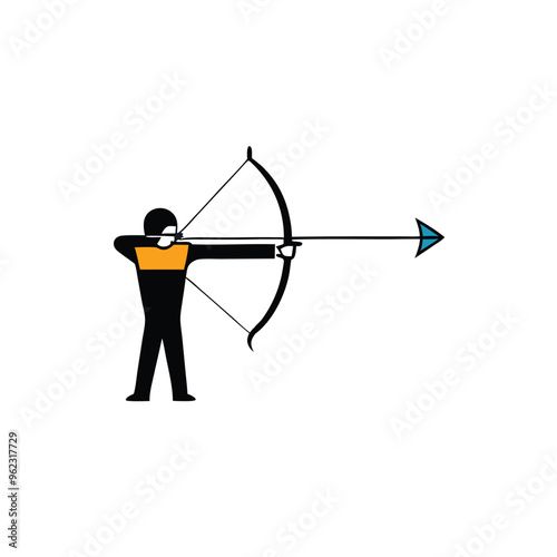 a man Archery Vector silhouette illustration,  isolated white background 