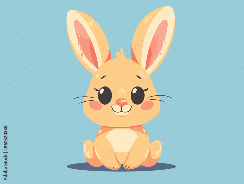 Obraz premium Cute hare on blue background vector illustration in flat style