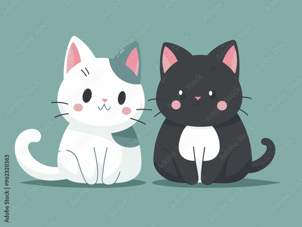 Cute cartoon cats. Vector illustration in a flat style Cute cartoon cats. Vector illustration in a flat style