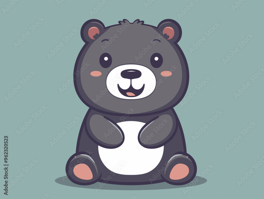 Obraz premium Cute cartoon bear sitting . Vector illustration.